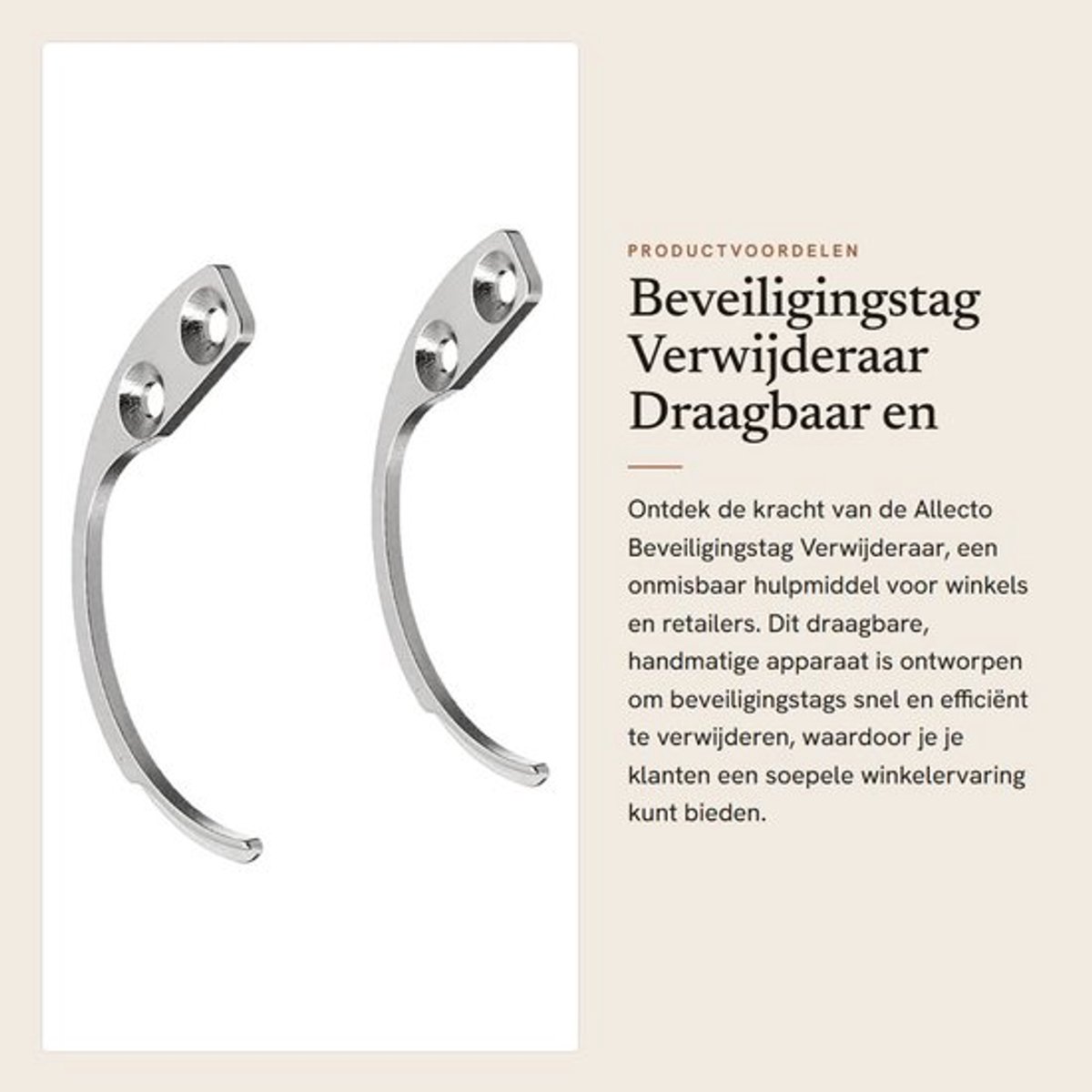 Beveiligingstag Verwijderaar Draagbaar - Handmatige Verwijderaar - Magneet Sleutel - Hoogwaardig Verenstaal - Betrouwbaar Ontwerp met Ophanggaten - Tagverwijderaar