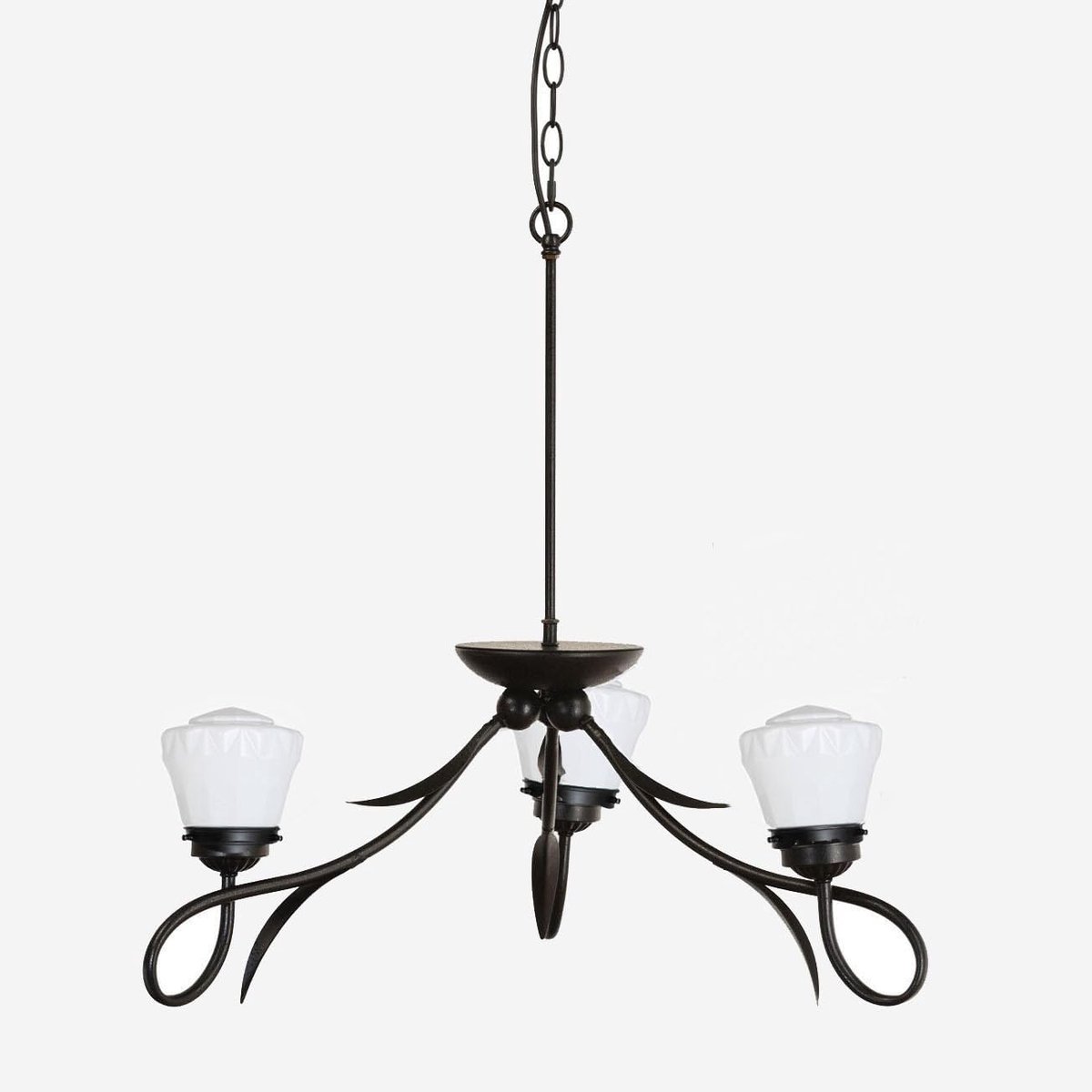 Kroonluchter 3 lichts - Art Deco stijl - zwart gepatineerd armatuur - moderne elegantie - ShopVlot