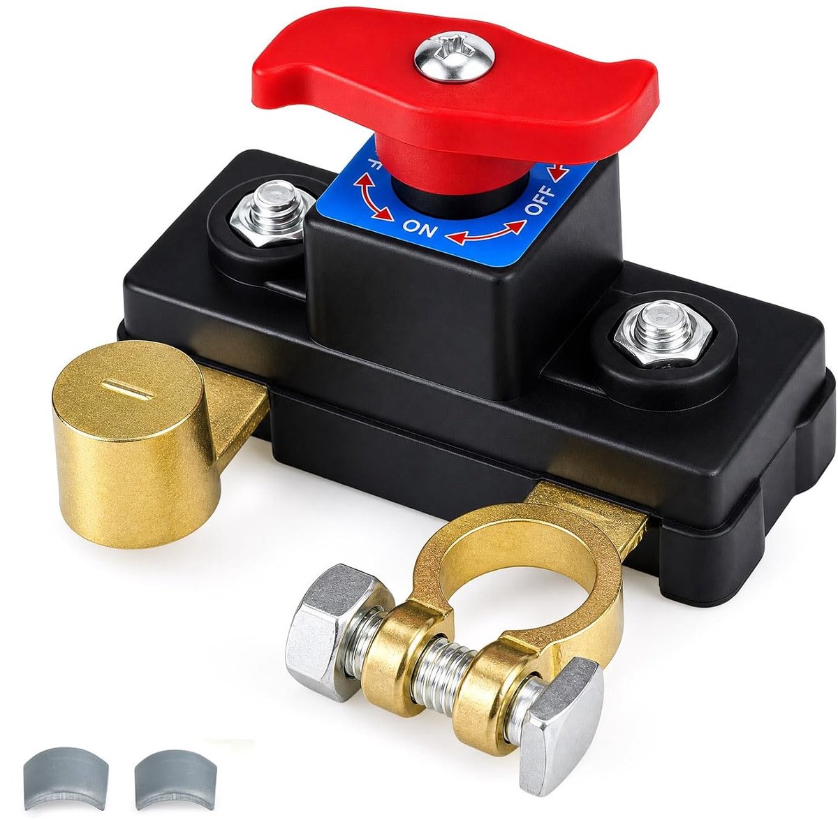 Batterijschakelaar 12V-48V - Massief messing - Betrouwbare geleiding - Eenvoudige bediening - ShopVlot