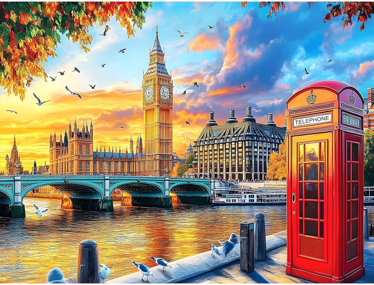Schilderen op nummers Londen straatbeeld - acryl canvas en kwasten - creatieve DIY set - ideaal voor beginners - ShopVlot