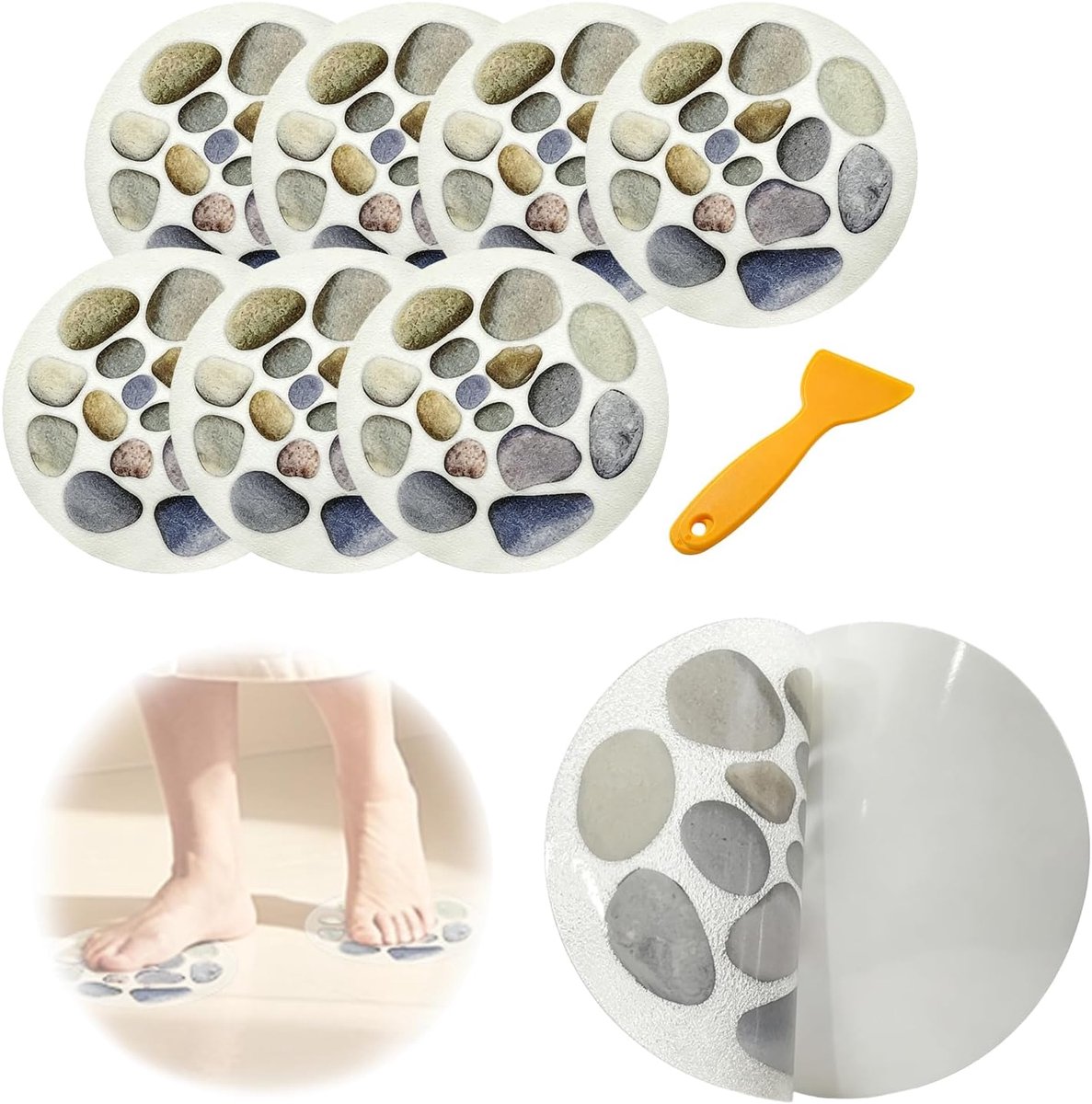 Antislip douchestickers 15 cm - PEVA - versterkte grip - veilig gebruik in douche en badkuip - ShopVlot