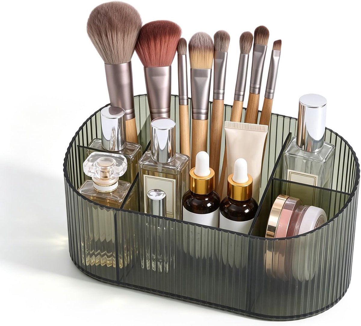 Acryl cosmetic organizer 5 vakken - grote capaciteit - praktische kwastenhouder - overzichtelijk en snel toegankelijk - ShopVlot
