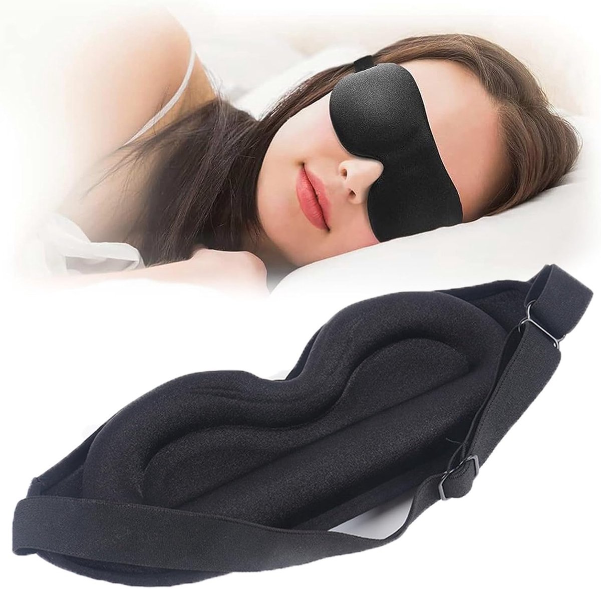Slaapoogmasker 3D-gevormd - lichtblokkering - verstelbare riem - ideaal voor een rustige nachtrust - ShopVlot