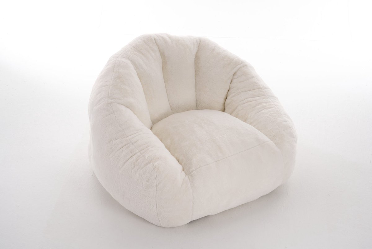 COVREO Zitzak 123 x 111 x 75 cm wit, polyester met rugleuning voor volwassenen
