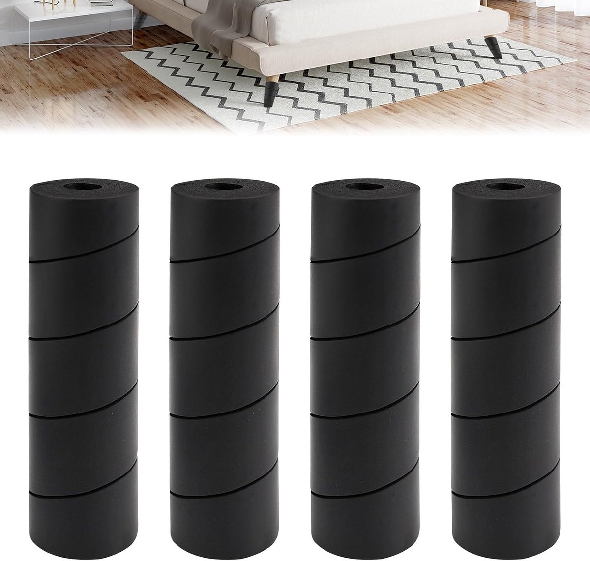 Bedframe voetbeschermers 6 Inch - Rubber kussens - Herbruikbaar zonder lijm - Bescherming voor meubels - ShopVlot