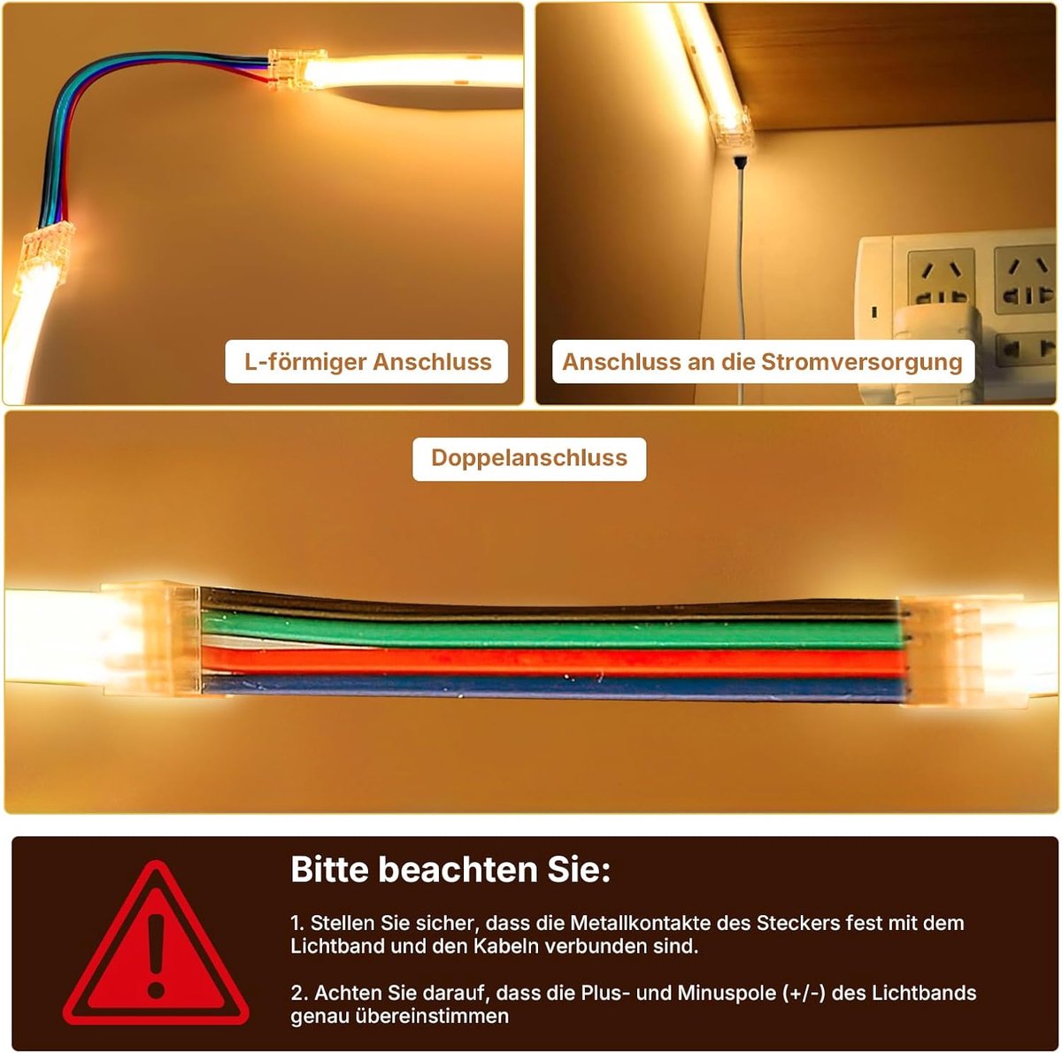 Led-lampstekker 4-polig 10 mm - COB-ledstripconnector - splijtvrije aansluiting - eenvoudig te installeren - ShopVlot