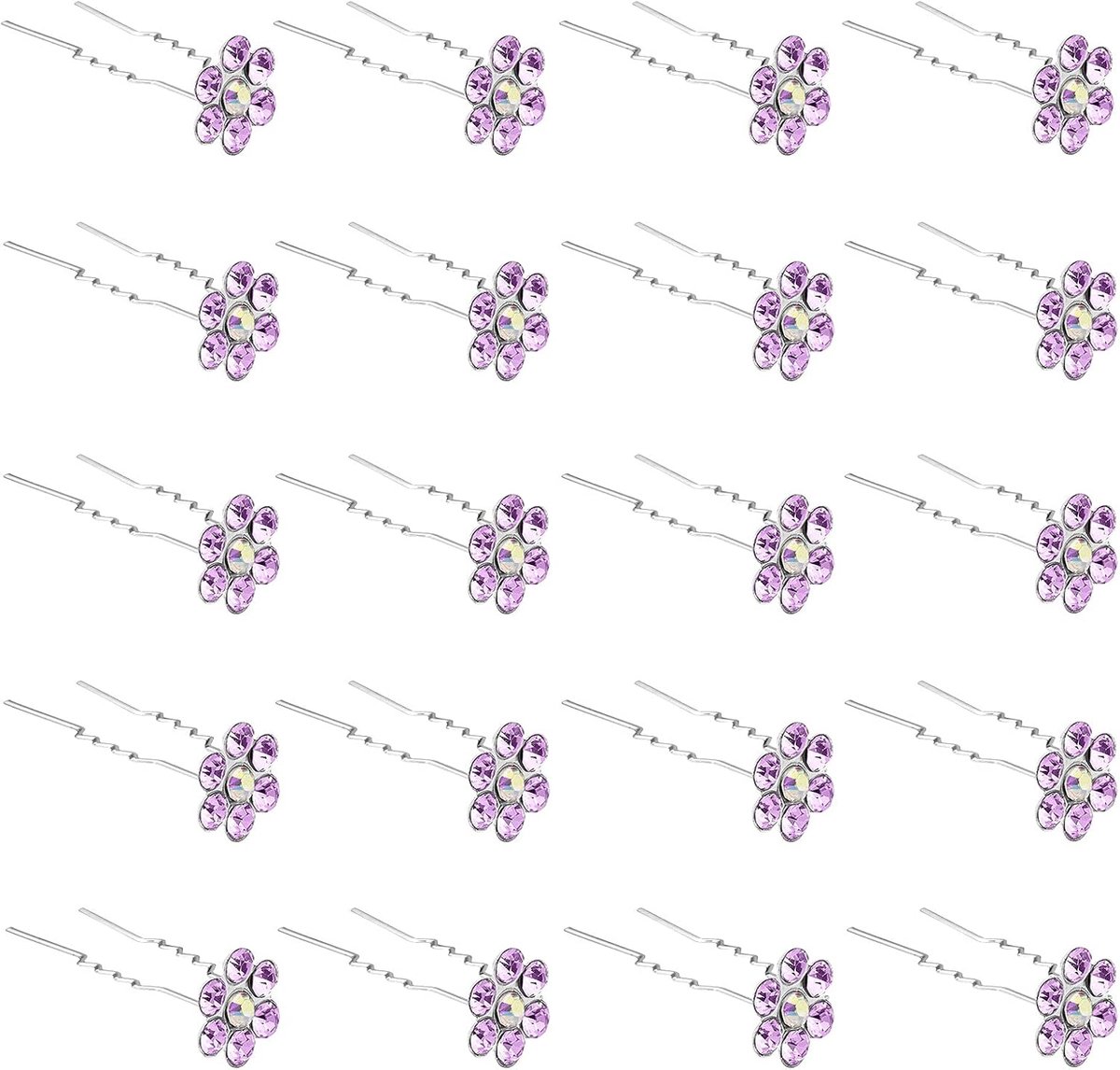 Haarspelden Crystal Bloem - 20 Stuks Violet - Prachtige Versiering - Perfect voor Bruiloften - ShopVlot