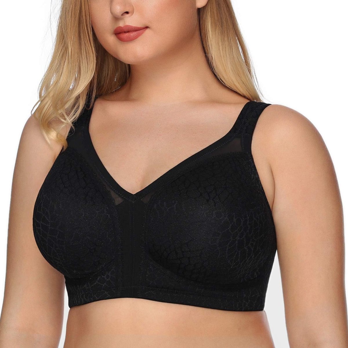 Damescomfortbeha Plusmaat 105E - Zwart - Ongevoerd - Sterke grip en de hele dag comfort - ShopVlot