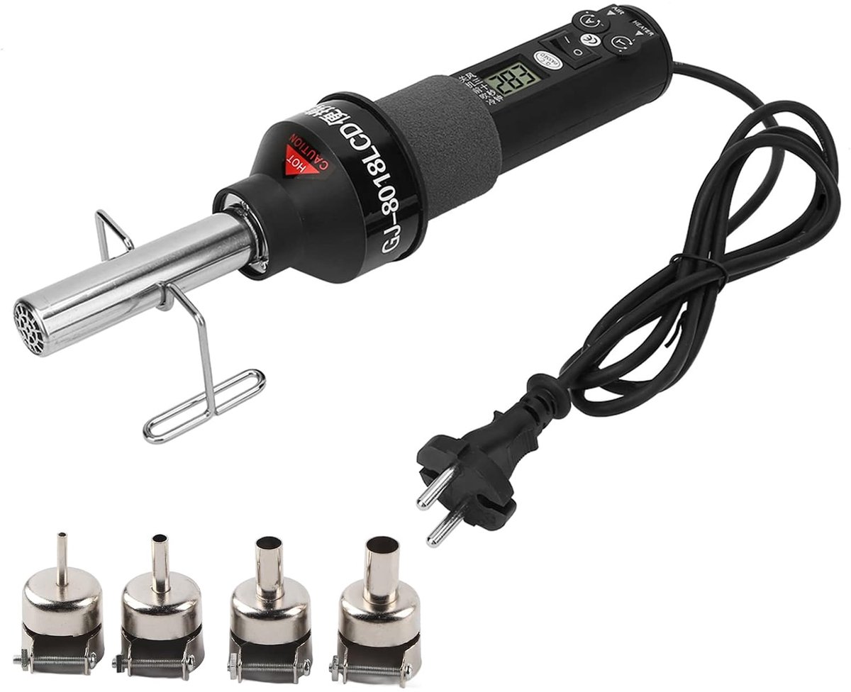 Hete luchtpistool 220V 450W - verstelbaar - LCD-display - ideaal voor solderen en lassen - ShopVlot