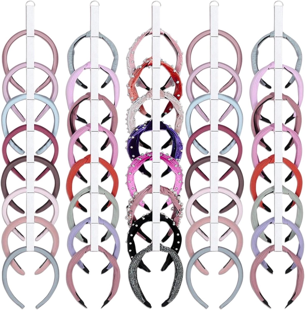 Organisator voor Haaraccessoires: 5-delige Sieradenstandaard voor Haarbanden, Haarclips en Haarjuwelen - Wit Houdersysteem voor Haarverzorging en Accessoires
