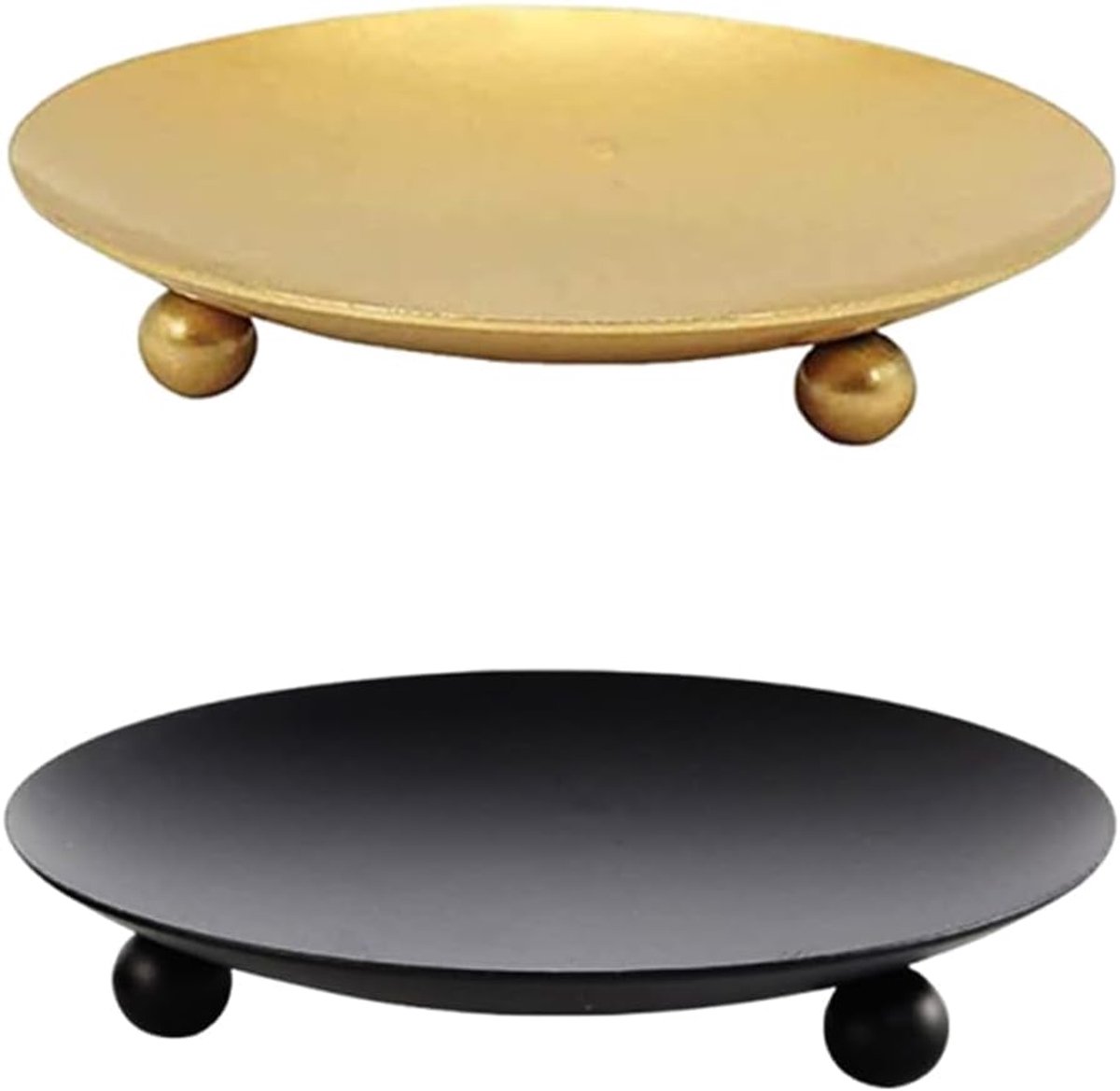 Kandelaar 2 stuks - ronde ijzeren kandelaar - goud en zwart - voor tafeldecoratie - ShopVlot