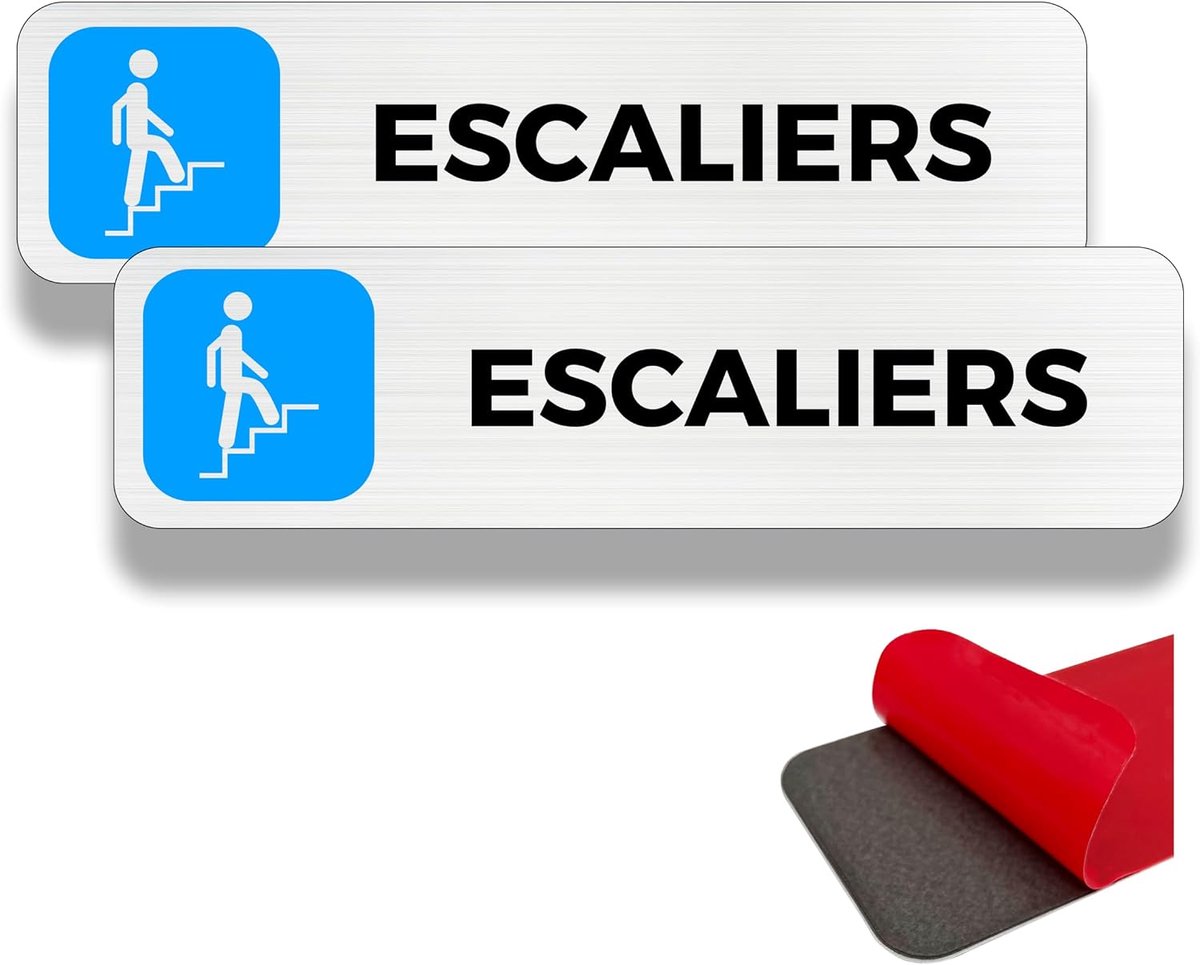 Waarschuwingsbord trap/ladder 19 × 5 cm - aluminium - weerbestendig - verhoogt veiligheid - ShopVlot