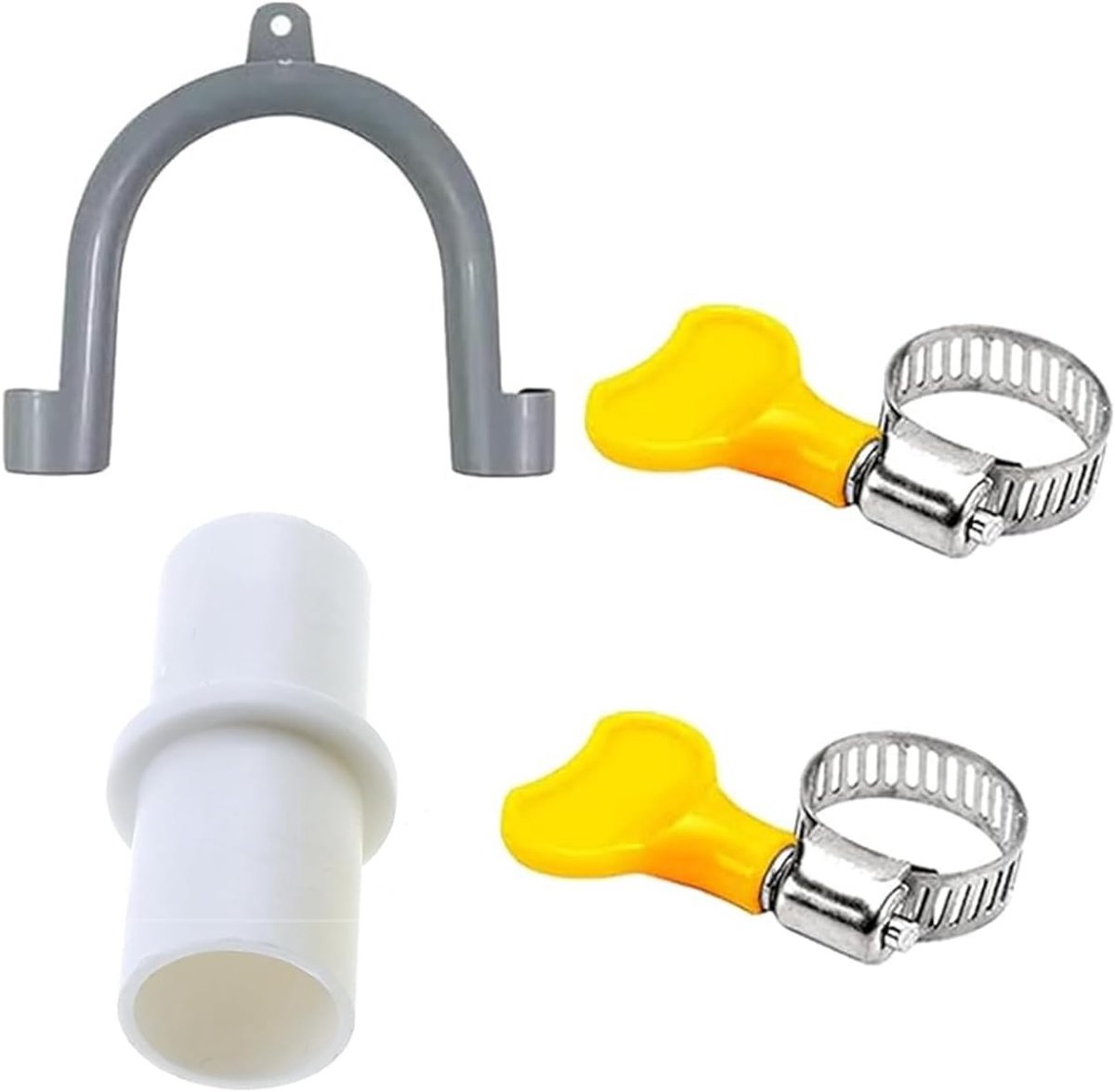Wasmachine Accessoires - Wit - Accessoires - Universele Adapter met U-vormige Houder en 2 Slangklemmen - Voor Wasmachines en Vaatwassers
