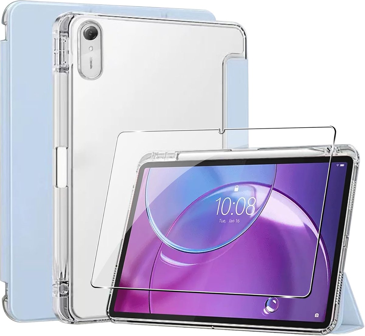 Beschermhoes voor Lenovo Idea Tab Pro Gen 2 13 inch - transparante cover - met penhouder - ShopVlot