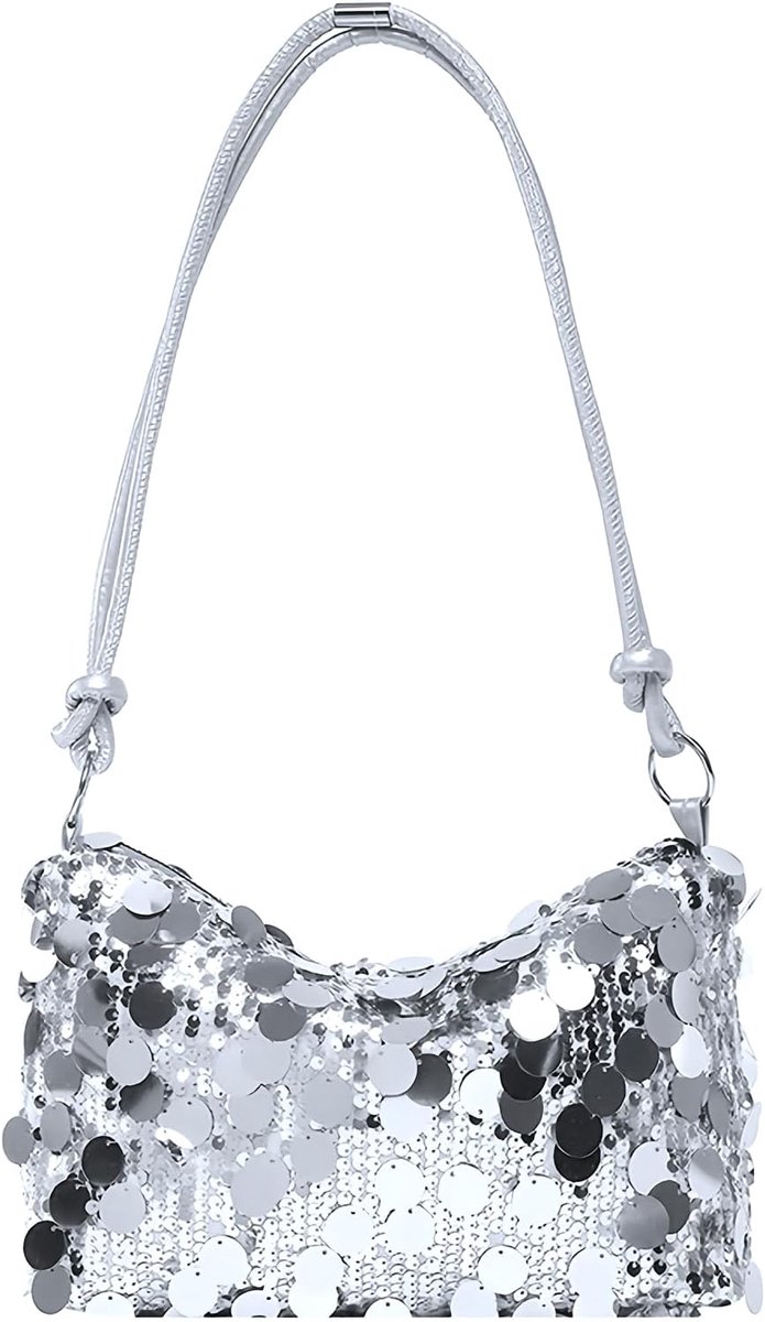 Clutch Schoudertas met pailletten en glitters, voor dames, hoge capaciteit, met ritssluiting, handtas voor gala - ShopVlot