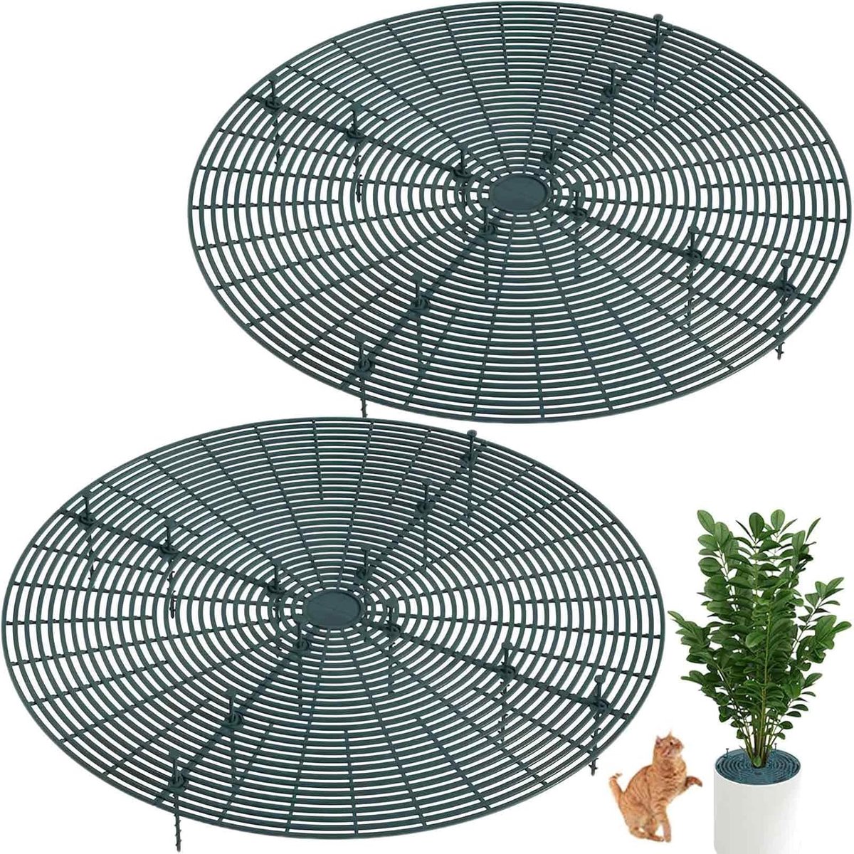 2 Piece Flower Pot Protection, Large Cuttable Flower Pot Grid with Deep Poles, Flower Pot Cover, Cat Protection for - ShopVlot