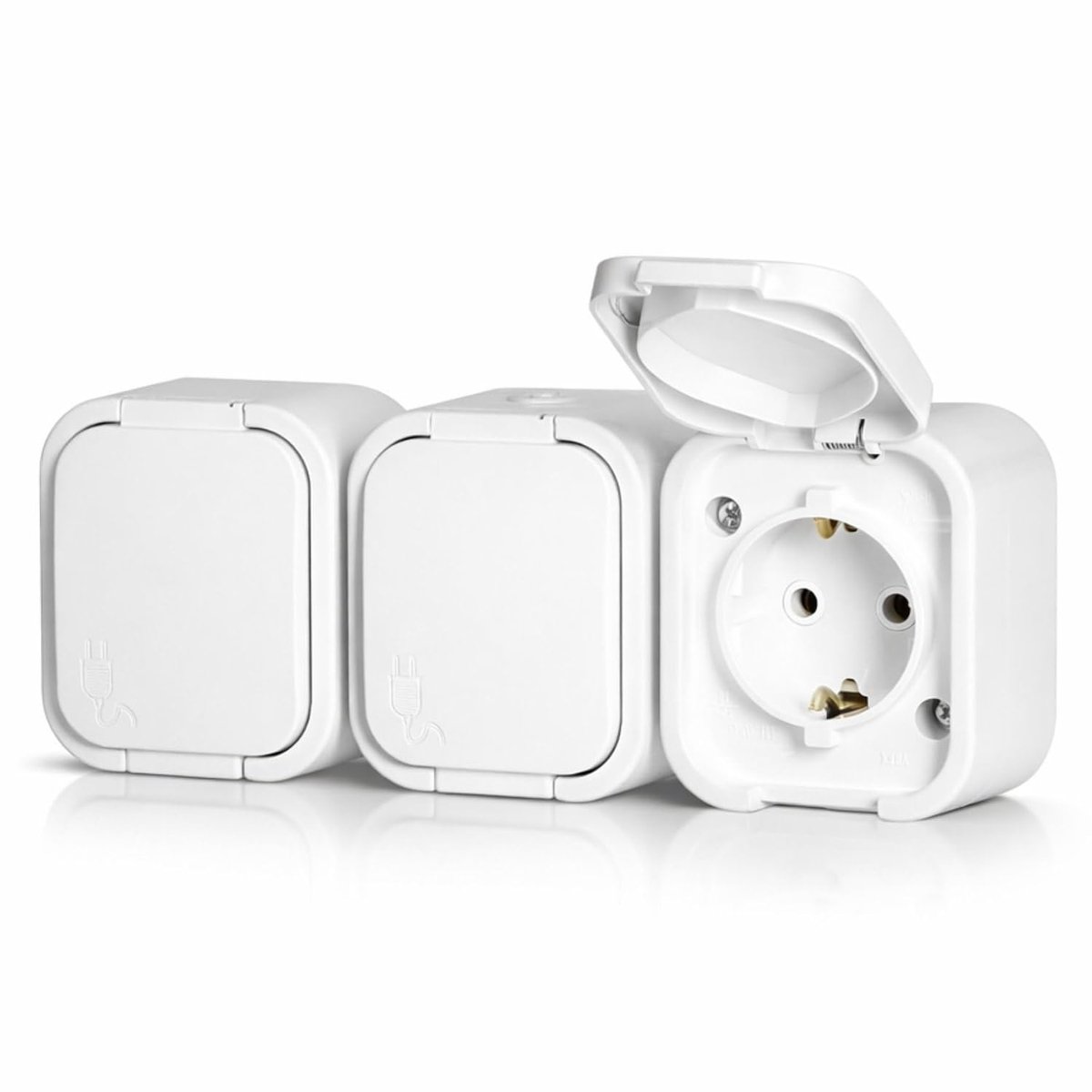 Surface mounted socket 3-gang IP54 series SPX white - ShopVlot