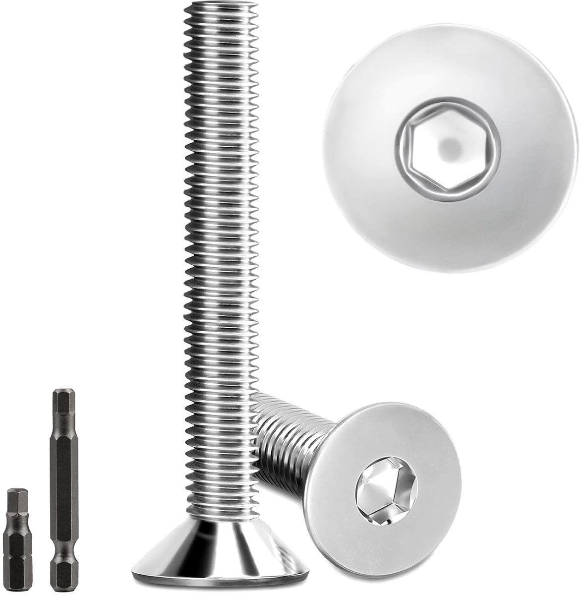 Pack of 20 Countersunk Head Screws, M8 x 45 mm, Stainless Steel, Hexagon M8 Stainless Steel Screws, DIN 7991/ISO - ShopVlot