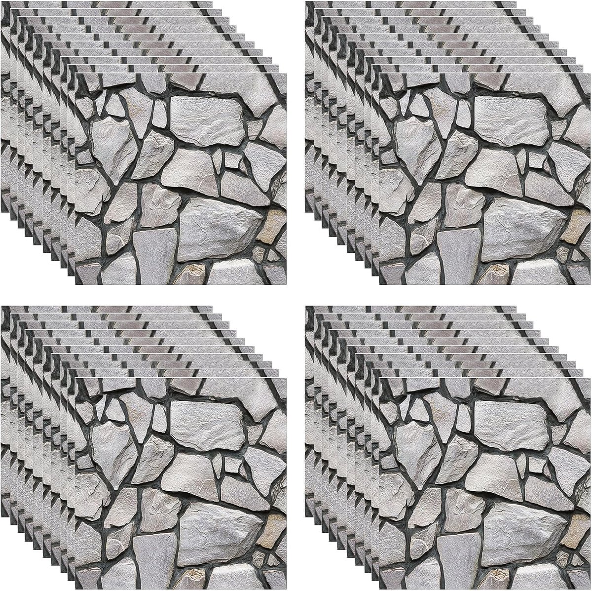 Pack of 30 3D Wall Panels, Self-Adhesive 30 x 30 cm, Self-Adhesive Wallpaper, Wall Panels, Wall Tiles, Stone - ShopVlot