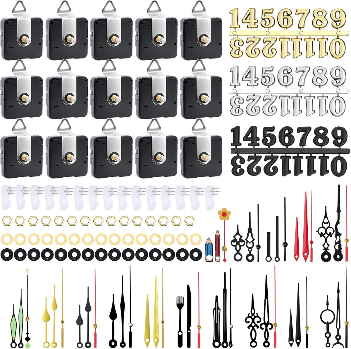 15pcs Wall Clock Movement Noiseless Movement DIY Clock Repair Kit Wireless Clock Clock Replacement - ShopVlot
