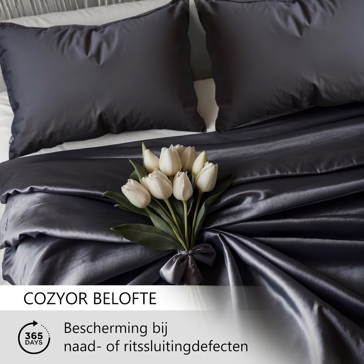 Cozyor Double-Sided Bed Linen 155 x 220 cm, Shiny Matt, Satin & Microfibre, Extra Thick and Soft, with Robust Zip, 1 x - ShopVlot