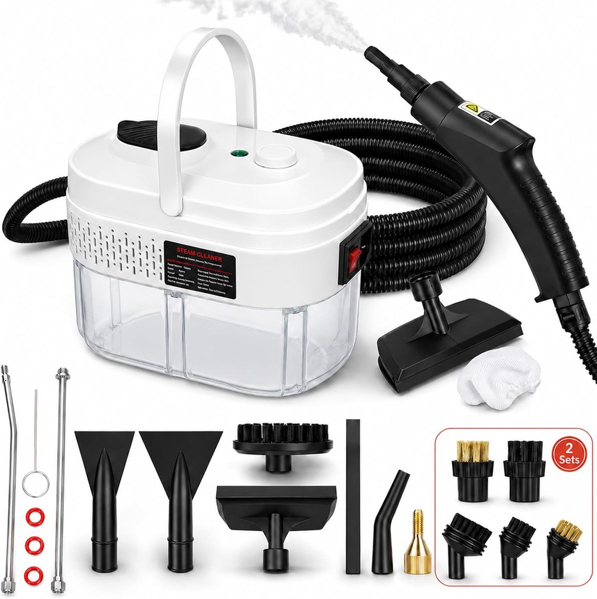 Steam Cleaner, Hand Steam Cleaner, 1.4 L Water Tank, 10 Seconds Warm-up Time, 9-Step Portable Steam Cleaner for All - ShopVlot
