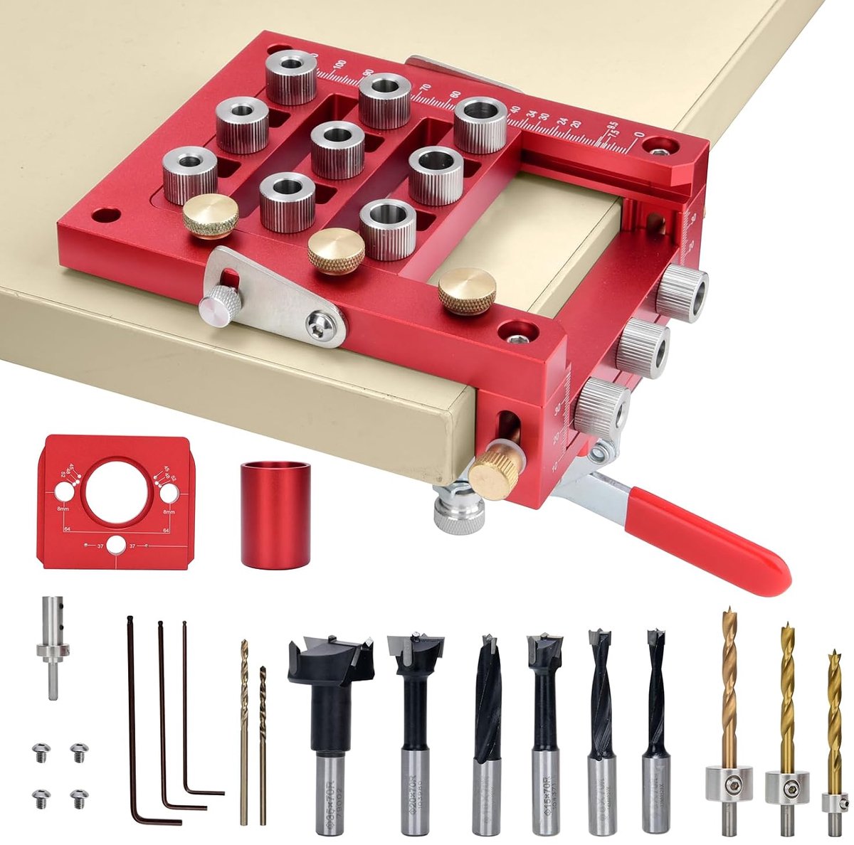 Dowel Mould Set 6/8/10mm, Hinge Mold Set 35/20/15/10/8/6mm, Self Centering Hole Drill Locator with Accurate Scale, 11 - ShopVlot