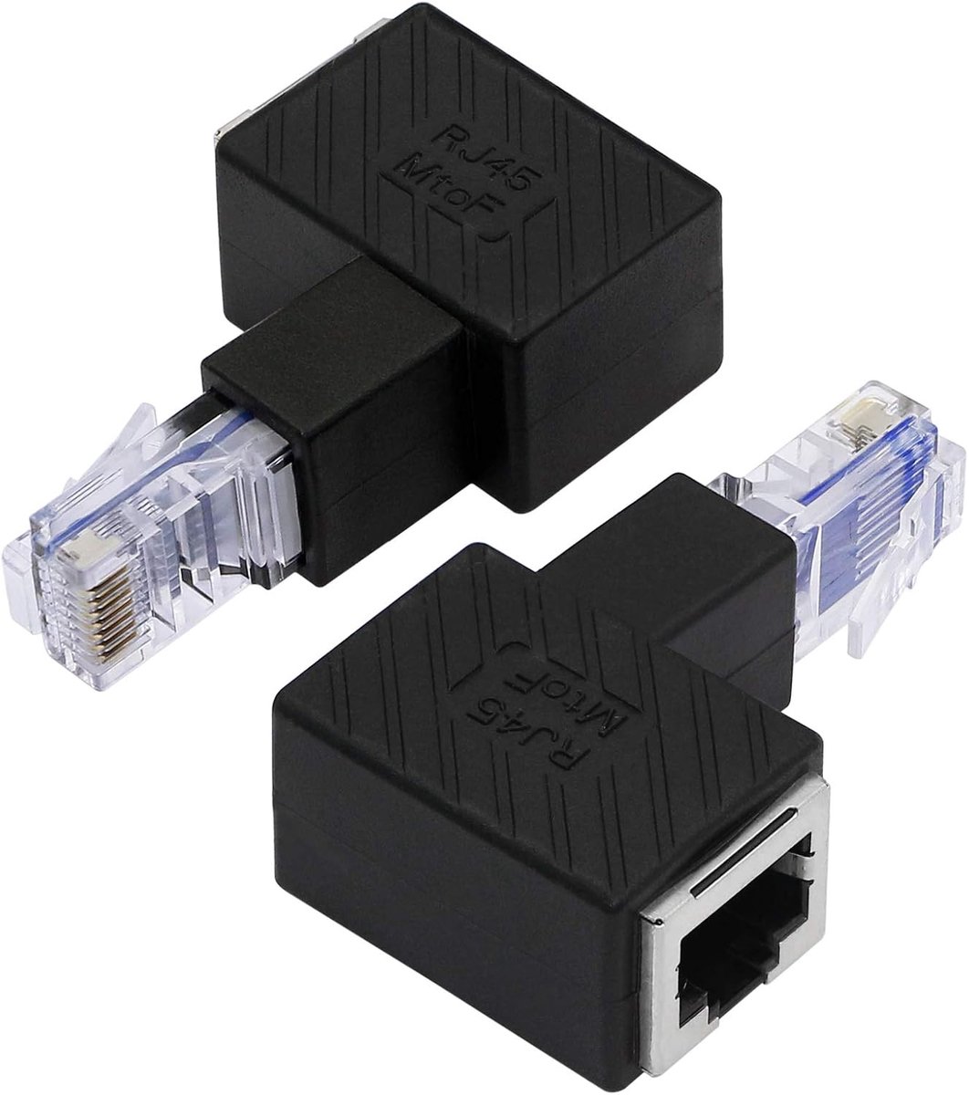 Ethernet RJ45 Adapter 90° - 2Pack Cat6/Cat5e - Male naar Female - Bescherming netwerkinterface - ShopVlot