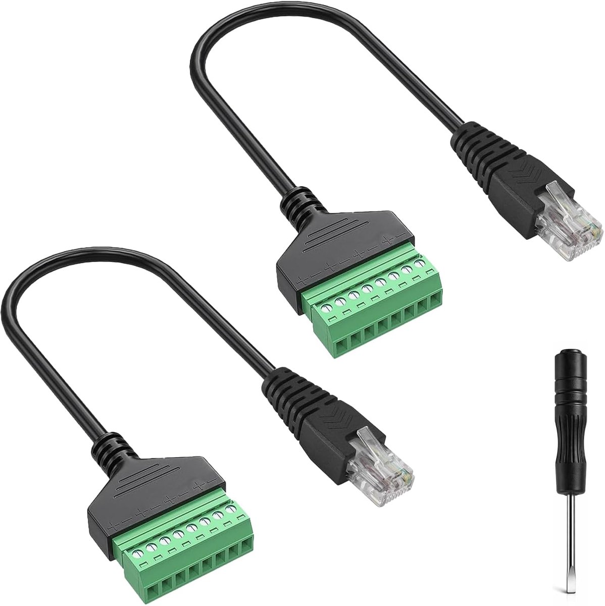 RJ45-adapter naar 8-polige schroefklemmenblok - 2 stuks - ethernetverlenging - voor CCTV en netwerksignaalverlenging - ShopVlot