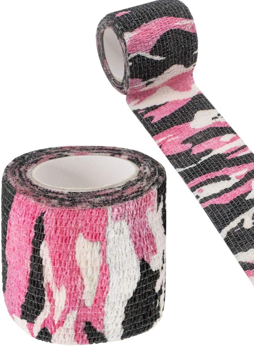 Camouflage tape 4,5m - roze camouflage - waterafstotend - ideaal voor jagers en fotografen - ShopVlot
