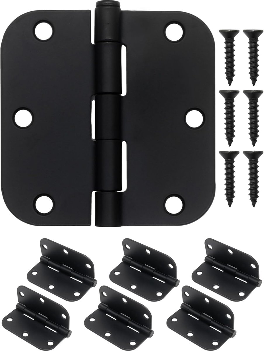 Deurscharnieren set van 6 - 92 x 89 mm - metaal - matte zwarte afwerking - geschikt voor zware toepassingen - ShopVlot