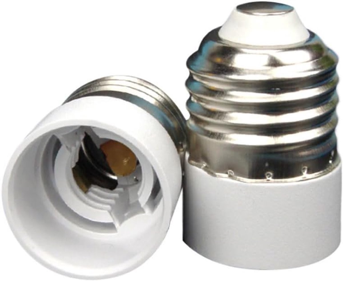 E27 naar E14 lampen fitting adapter - plastic en aluminium - voor LED en CFL lampen - eenvoudig omzetten - ShopVlot