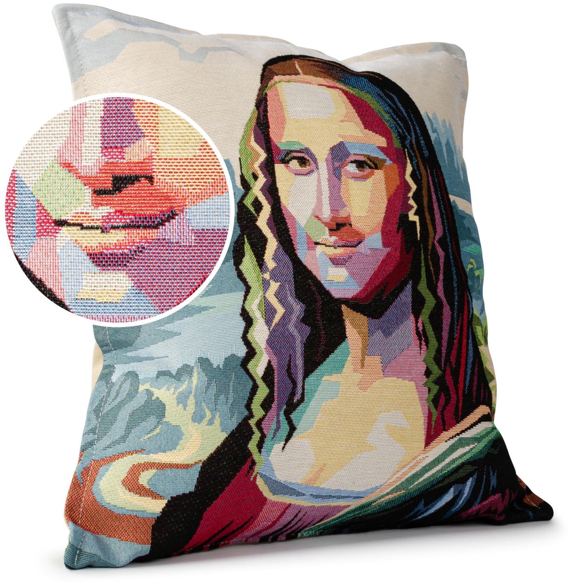 ANRO Sierkussen Mona Lisa 45x45cm – Jacquard Gobelin Inclusief Vulling Bank Woonkamer Decoratief