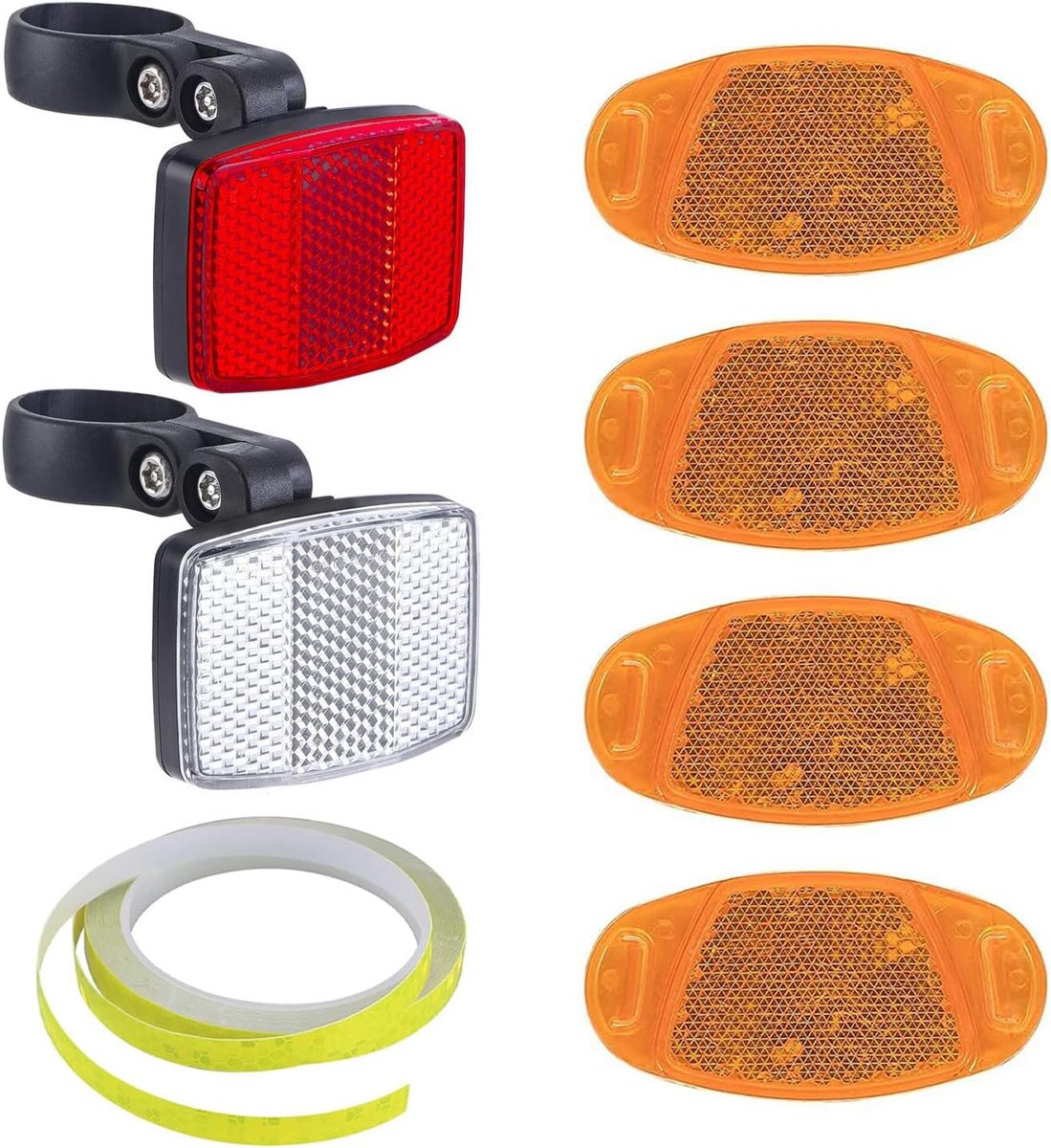 Fietsreflector Set - Fietsveiligheid Reflectoren - Veiliger Fietsen - Weerbestendig Materiaal - 6 stuks - Rood Geel
