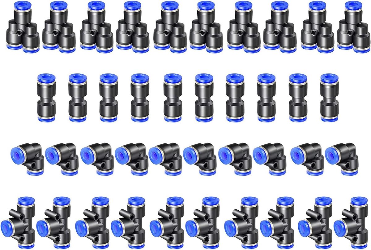Pneumatische snelkoppelingen 12 mm - 40 stuks - hoogwaardig PU kunststof - hoge drukbestendigheid en lange levensduur - ShopVlot