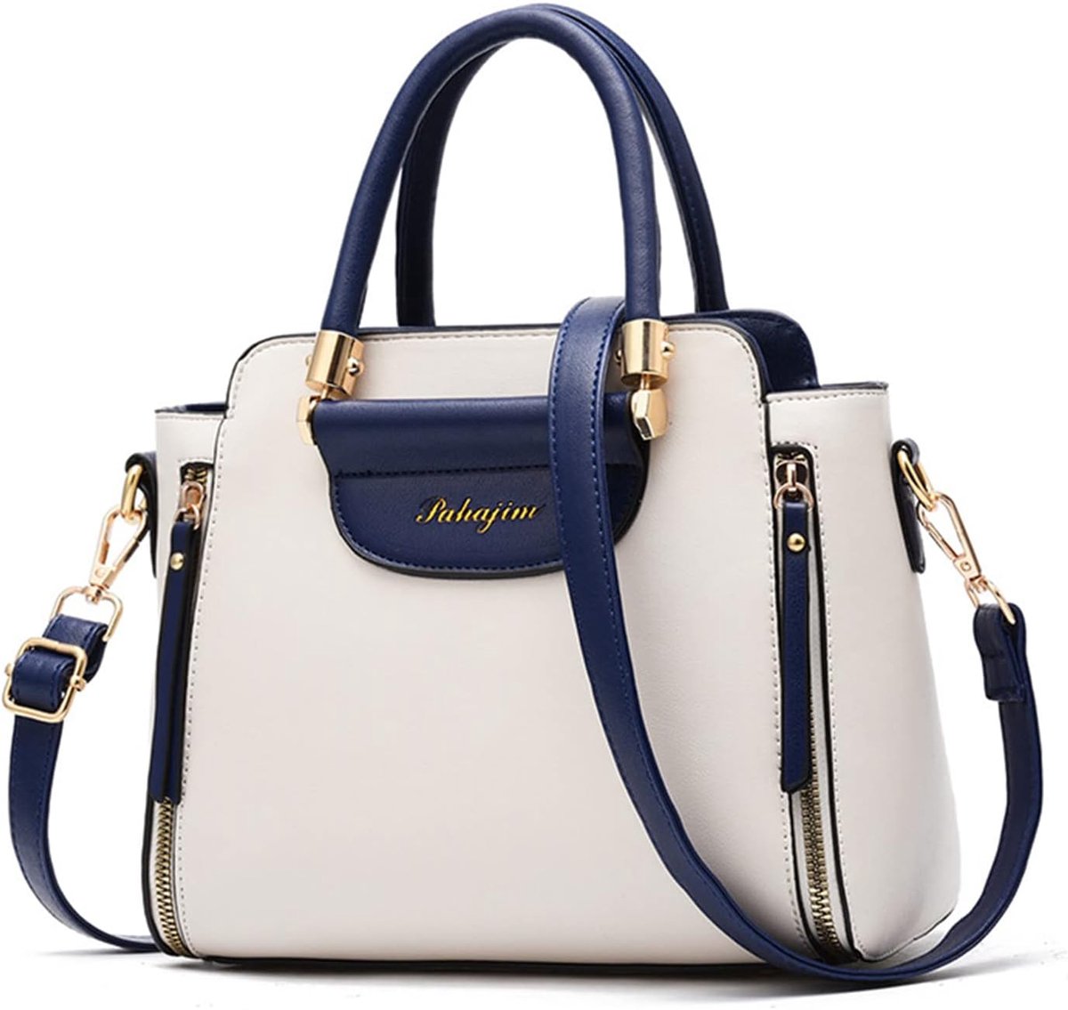 Handtas met Handvat - Elegante PU Lederen Schoudertas - Contrast Kleur - Perfect voor Dagelijks Gebruik - ShopVlot