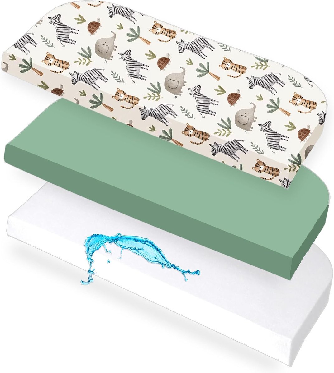 Fitted Sheet 50x89 cm - 2 Stuks + Matrasbeschermer - 100% Katoen - Ademend en Waterproof - ShopVlot