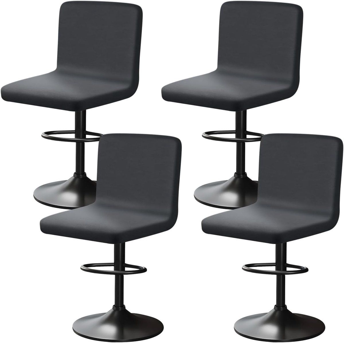 Barstoelhoezen met Rugleuning - Zacht Velvet - Wrinkle Free en Wasbaar - Bescherm je Barstoelen (4, Grijs) - ShopVlot