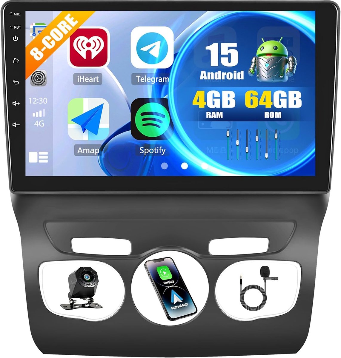 Autoradio 10-inch - 4+128 GB - Draadloze CarPlay/Android Auto - GPS-navigatie en HD Touchscreen - ShopVlot