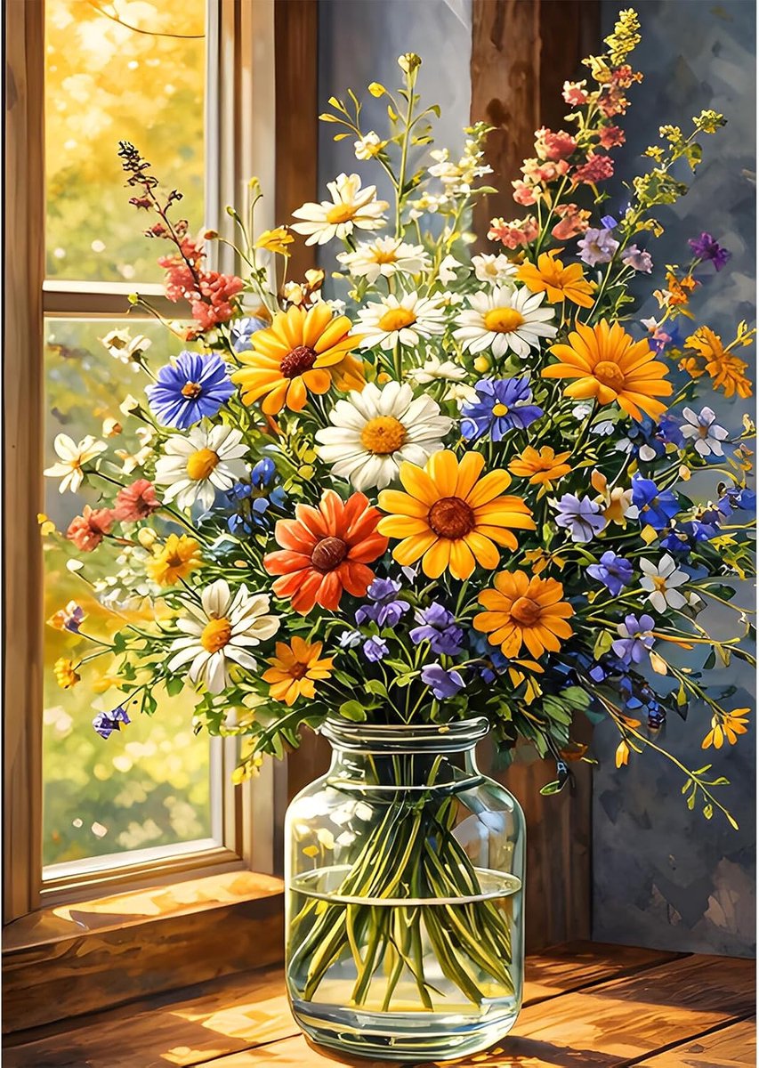 Diamant Schilderij Set - Wilde Bloemen 30x40cm - Kleurrijke DIY Kunst - Creatieve ontspanning voor volwassenen - ShopVlot