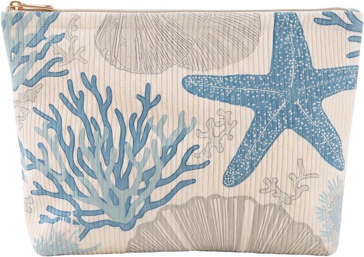 Kosmetiktasche Set, Starfish Coral Shell Beach Makeup Bag, Marine Fauna Meeresbewohner Kulturbeutel Für Damen - ShopVlot