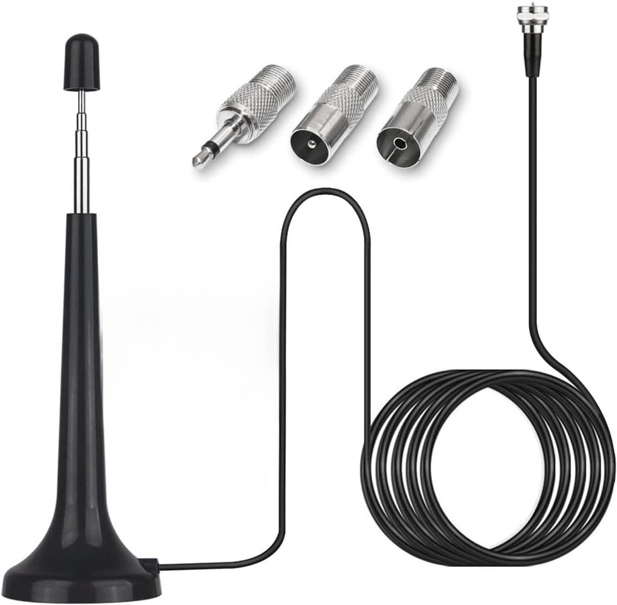 Dab FM-radio-antenne voor binnen, telescopisch, 5 dBi telescoopradio-antenne met magnetische basis, kabel 3 m - ShopVlot