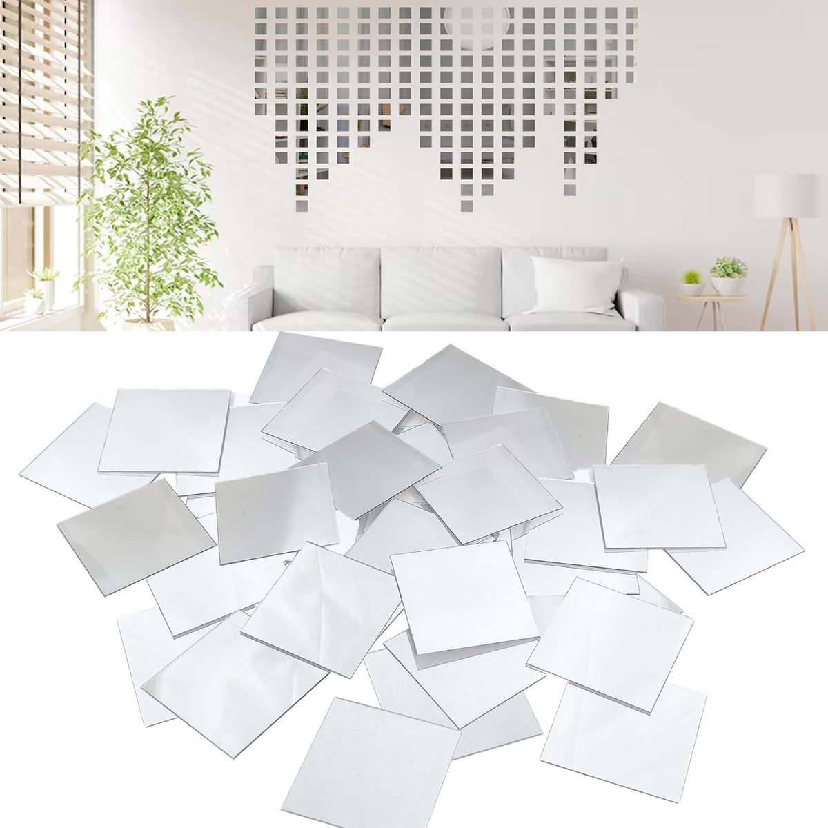 Pack of 50 Mirror Tiles Self Adhesive 2 x 2 in Acrylic Small Mirror Crafts - ShopVlot