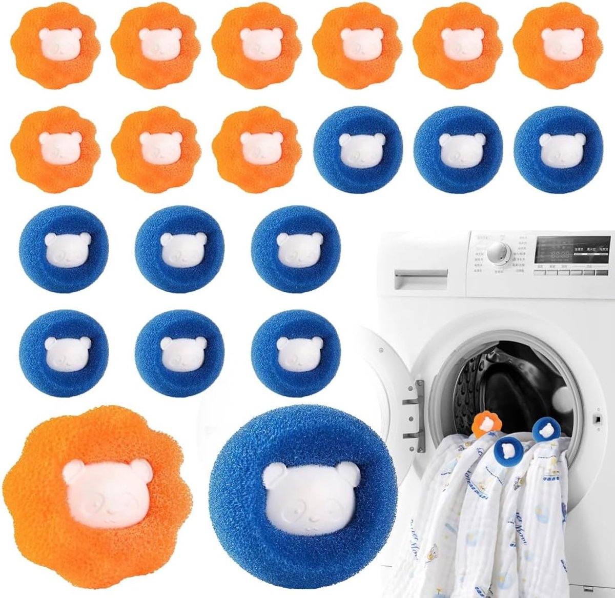 20 Stuks Pluizenverwijderaar Wasballetjes - Wasballen Versnellen Wassen & Voorkomen Klitten - ShopVlot