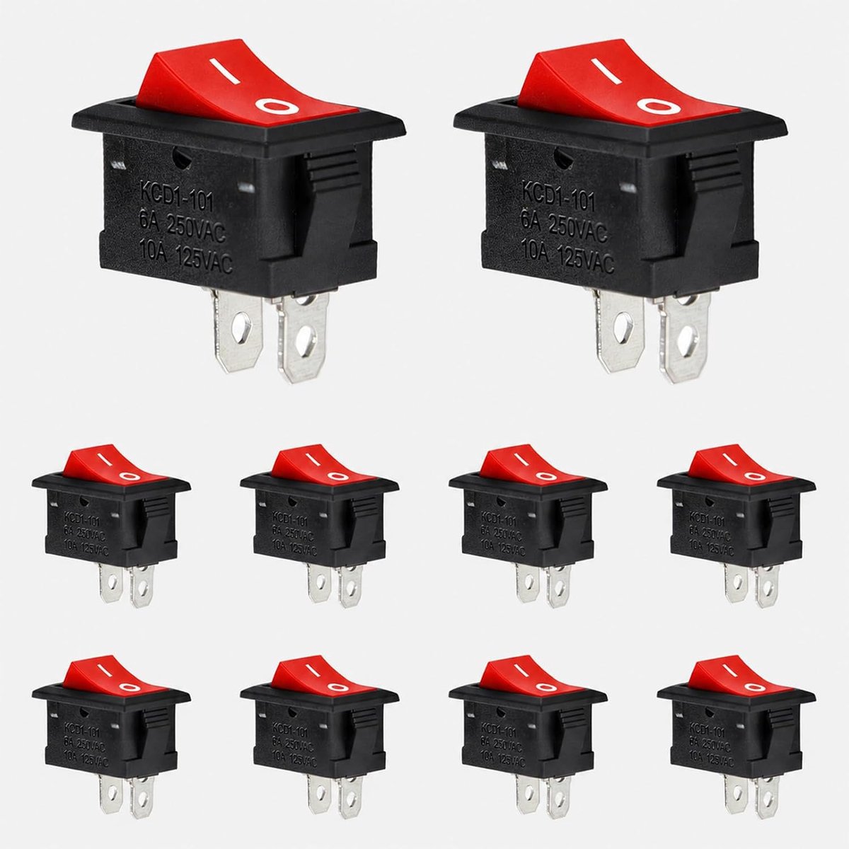 10 stuks tuimelschakelaar, 2-polig, tuimelschakelaar, mini, inbouwschakelaar, ingebedde rechthoek, apparaatschakelaar - ShopVlot