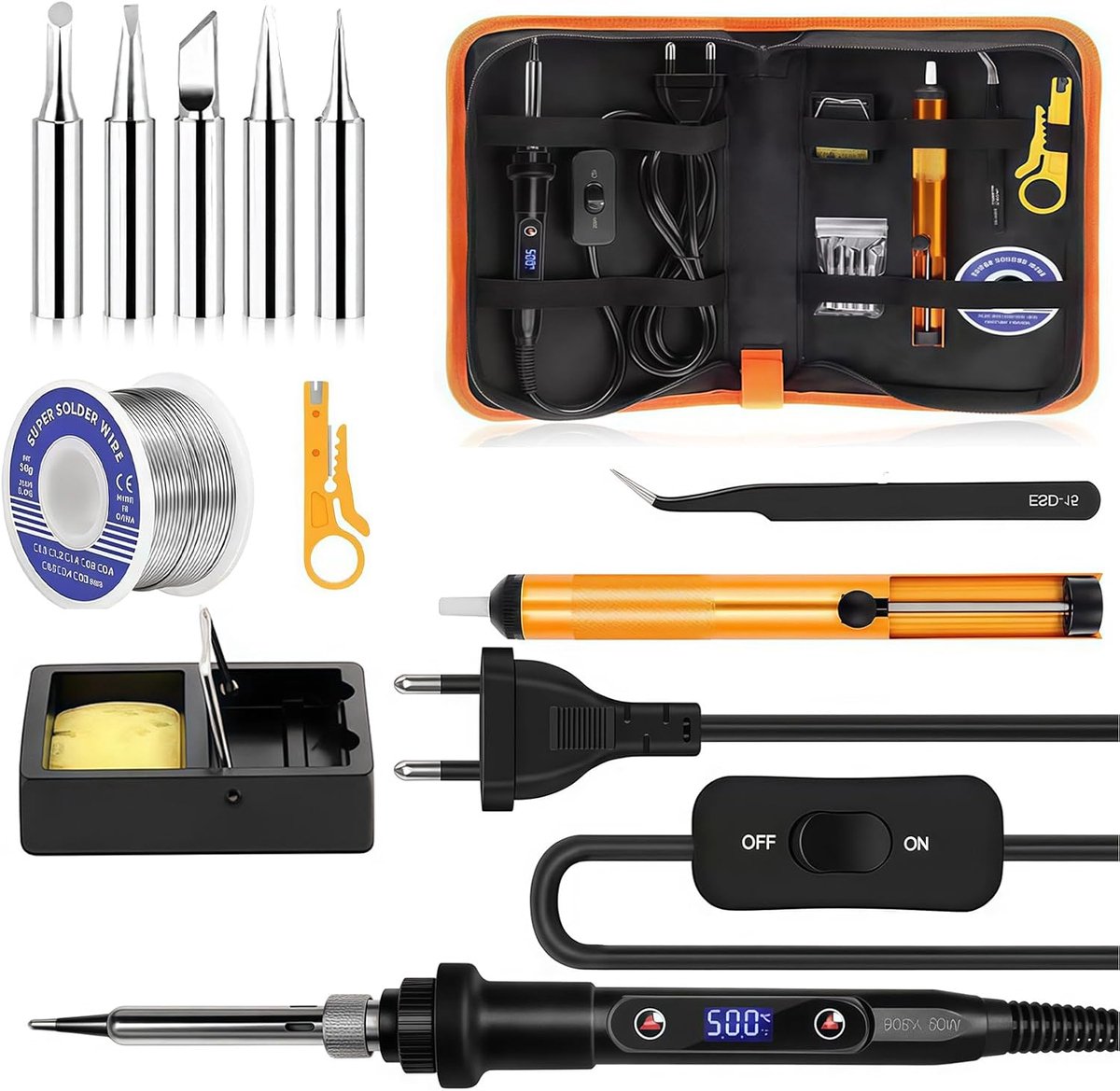 Soldering Iron Set Soldering Iron Soldering Kit With LCD Display And Switch, Adjustable Temperature 356-932°F, 5 - ShopVlot