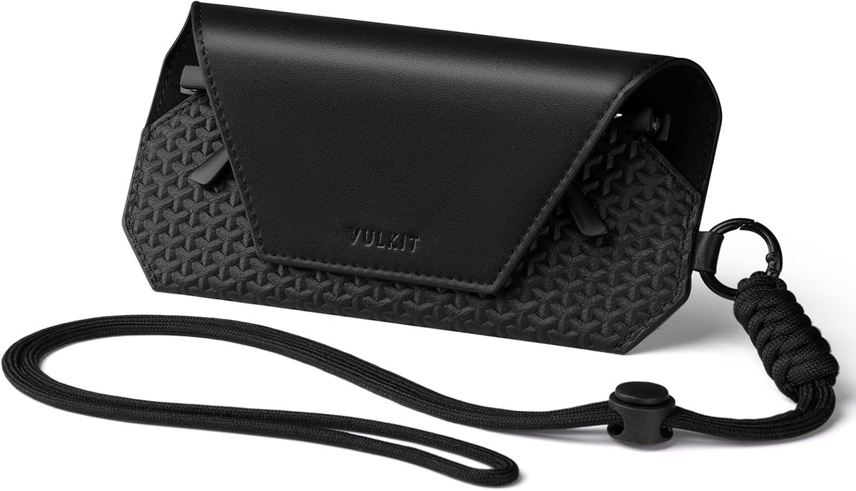 VULKIT Portable Leather Glasses Case for Women and Men, Slim Sunglasses Case, Unisex Glasses Case, Neck Hanging - ShopVlot