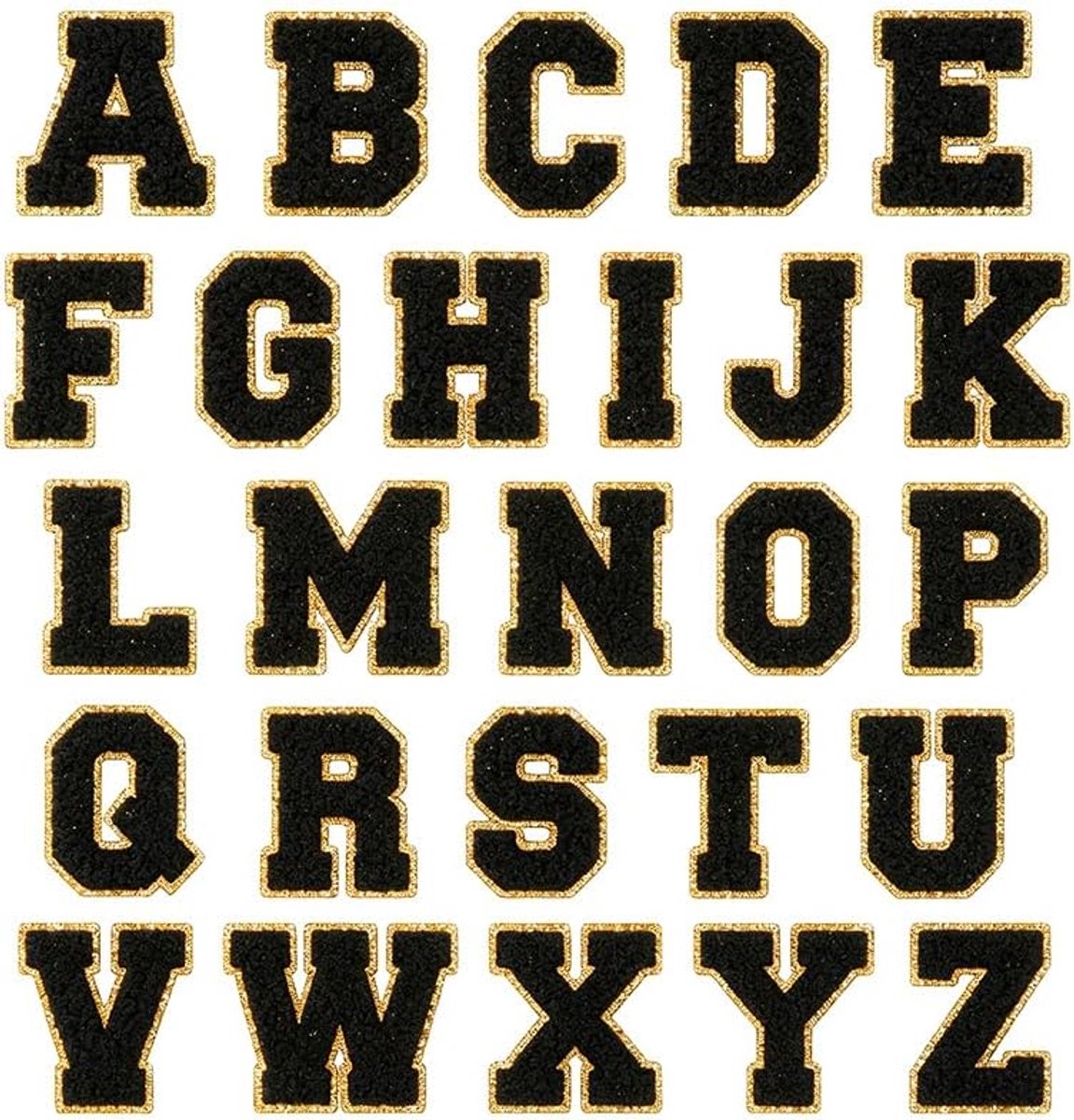 Zelfklevende chenille letterpatches (zwart) - ShopVlot