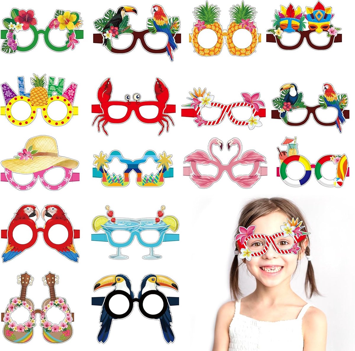 Cardboard Glasses, 16 Pieces Hawaiian Sunglasses Hawaiian Party Glasses Party Glasses - ShopVlot