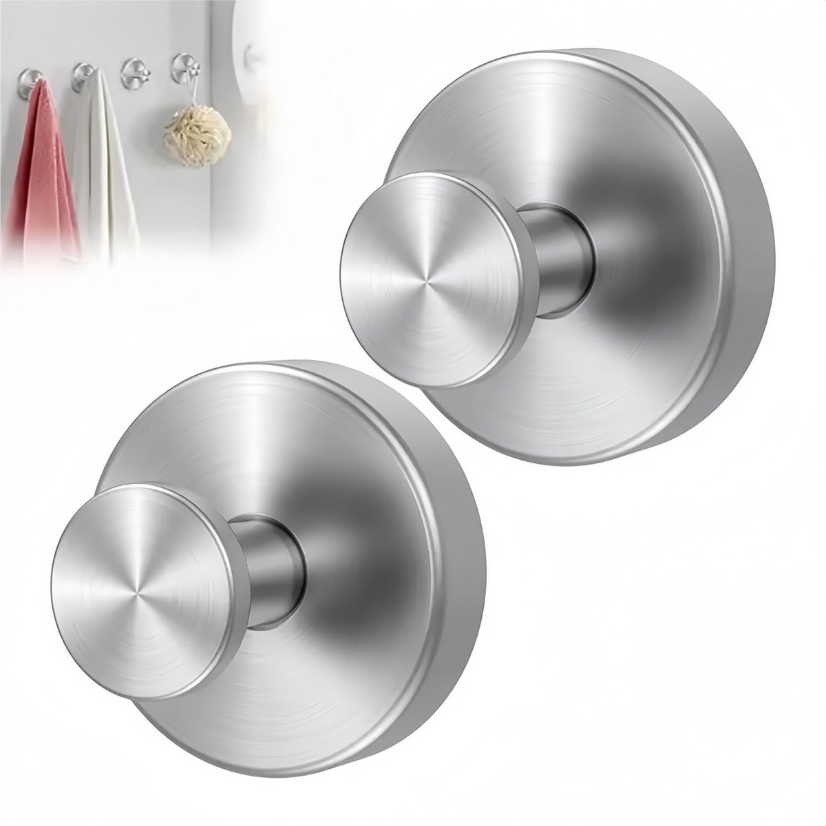 Suction Cup Hook, 2 Pcs Towel Holder, Suction Cup Hook, Bathroom, Stainless Steel, for Kitchen, Bathroom, Smooth - ShopVlot